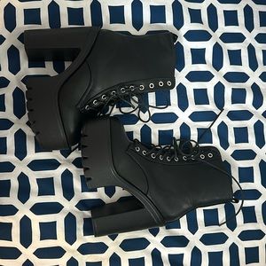 Black Platform Combat Boots New